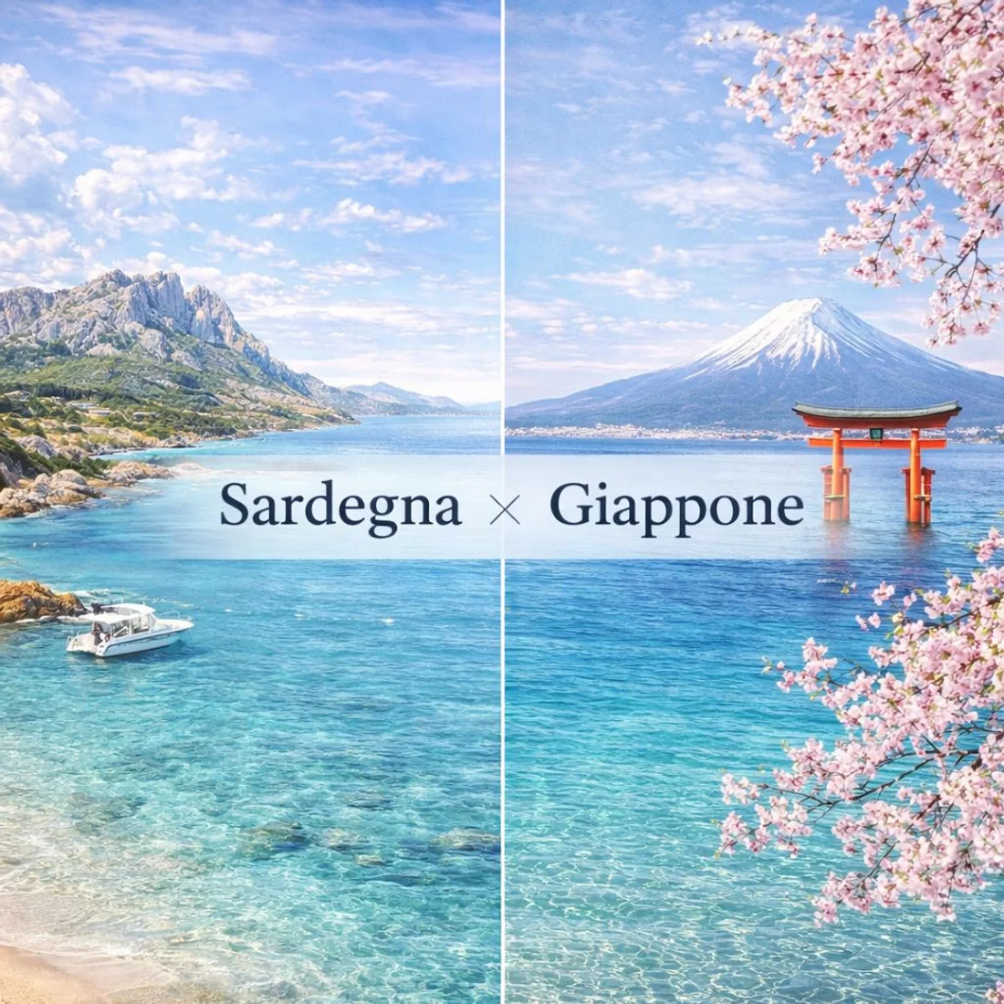 Sardegna e Giappone, mare cristallino, Monte Fuji e sakura